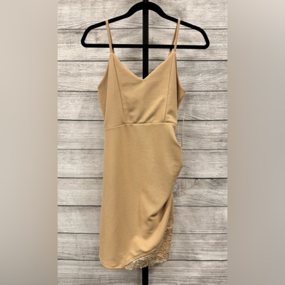 NWT Almost Famous Beige Peakaboo Lace Mini Dress